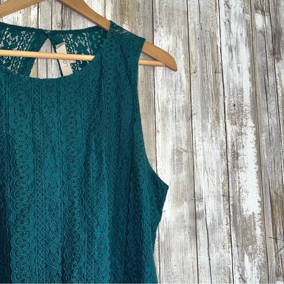 Loft Teal Green Floral Lace Sleeveless Blouse - Picture 4 of 6